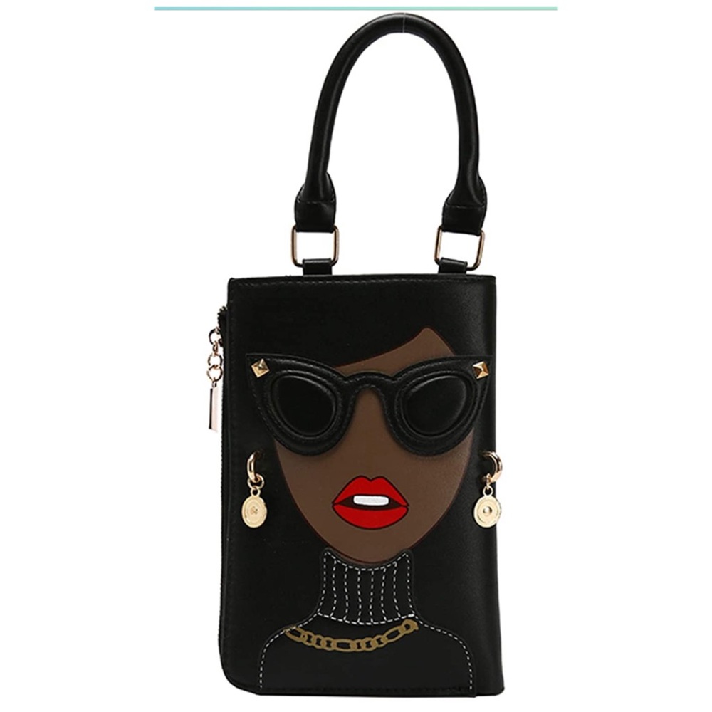 Women funky novelty lady face crossbody
